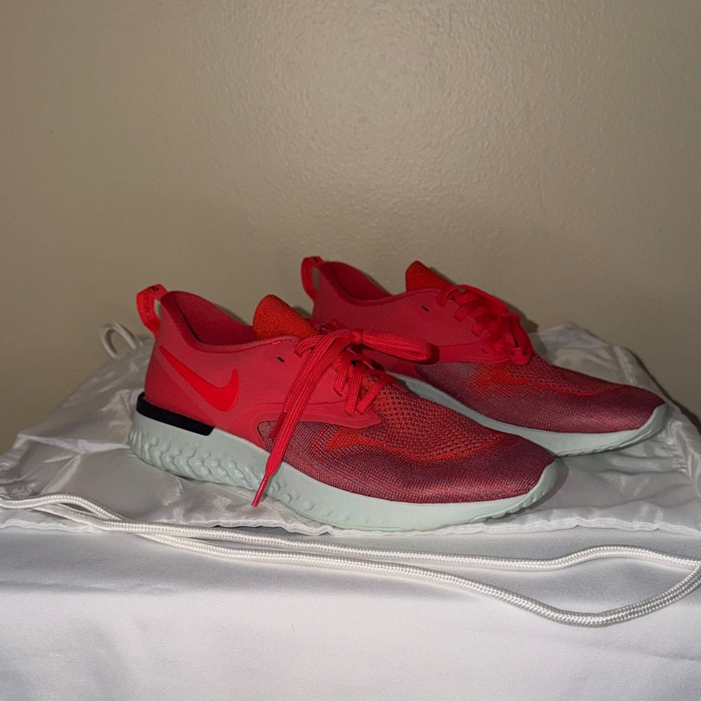 Nike Women's Pink and White Odyssey React 2 Flynit